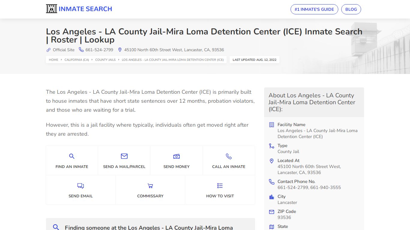 Los Angeles - LA County Jail-Mira Loma Detention Center ...